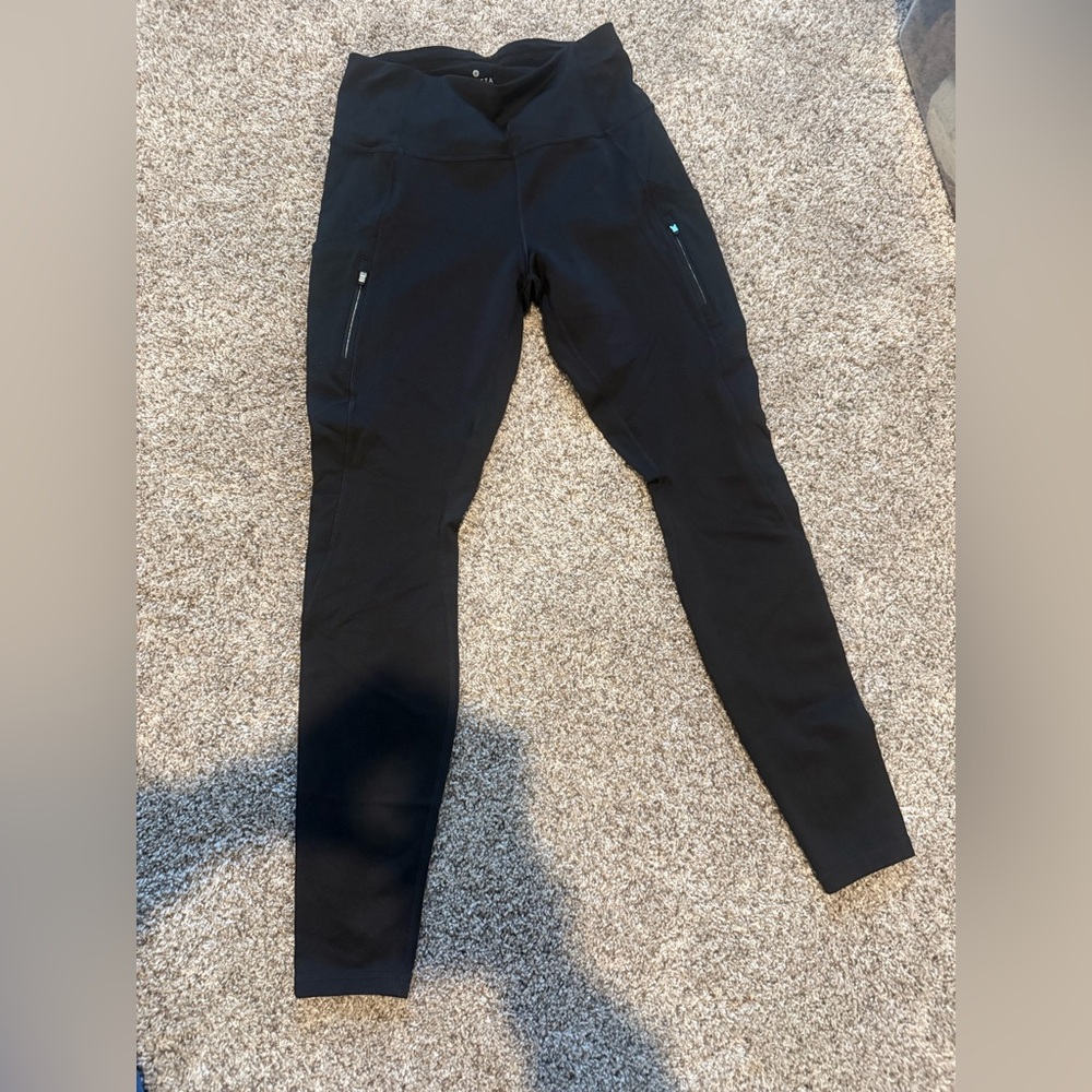 Athleta Black High-Waist Leggings with Zip Pockets